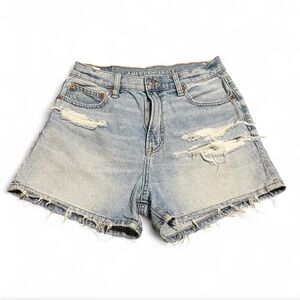 American Eagle Outfitters Women's Ripped Jean Shorts - Light Blue